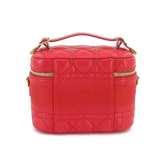 Christian Dior DIORTRAVEL Small Vanity 2way Hand Shoulder Bag Leather Red S54... - Picture 2 of 9